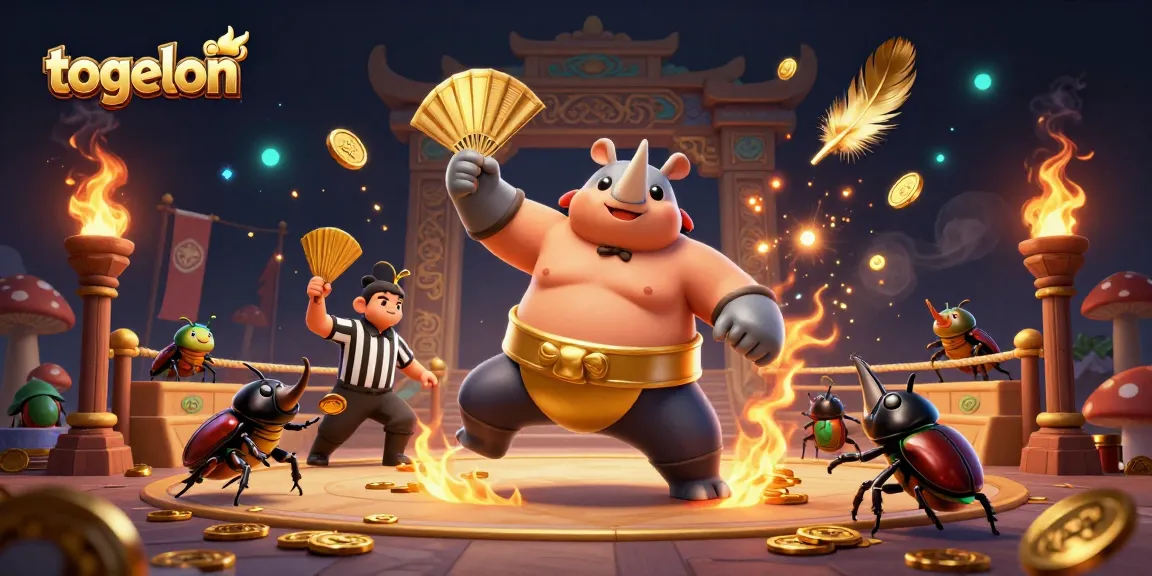 Experience exhilarating gaming action with togelon as golden coins fly in dynamic casino arena, featuring vibrant characters and atmosphere.