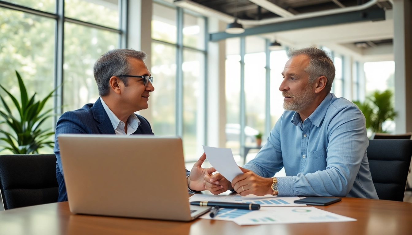 Streamlined merchant cash advance manchester consultation showing a dialogue between a client and consultant.