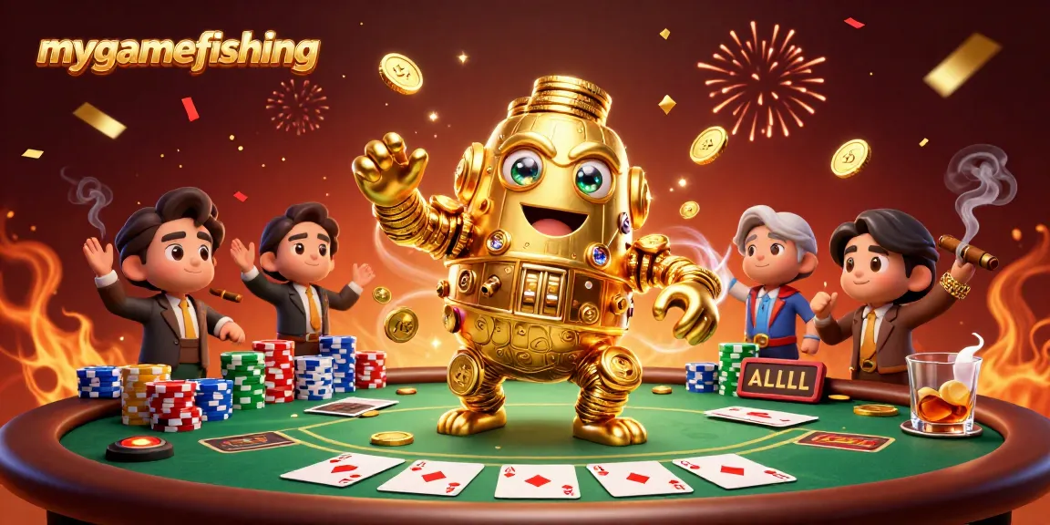 Experience thrilling gameplay with mygamefishing's dynamic poker scene featuring a golden golem.