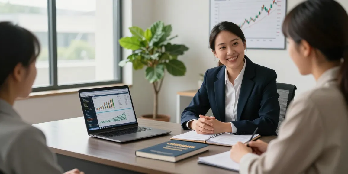 Financial Advice Gold Coast: Financial advisor consulting with client in a modern office.