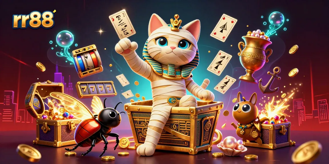 Experience thrilling gambling excitement with rr88 in this vibrant pyramid casino scene bursting with adventure.
