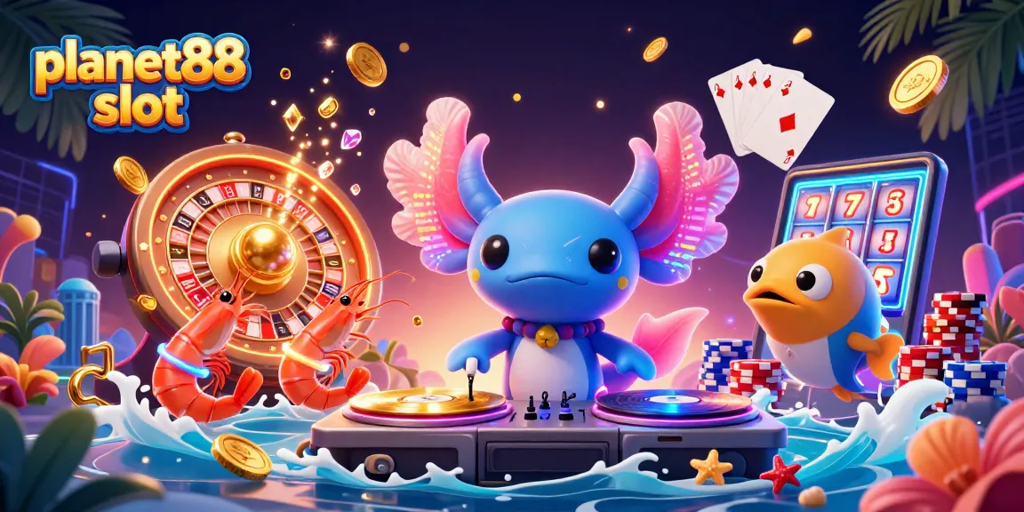 Join the excitement at planet88 slot with vibrant characters, coins, and a thrilling casino atmosphere.