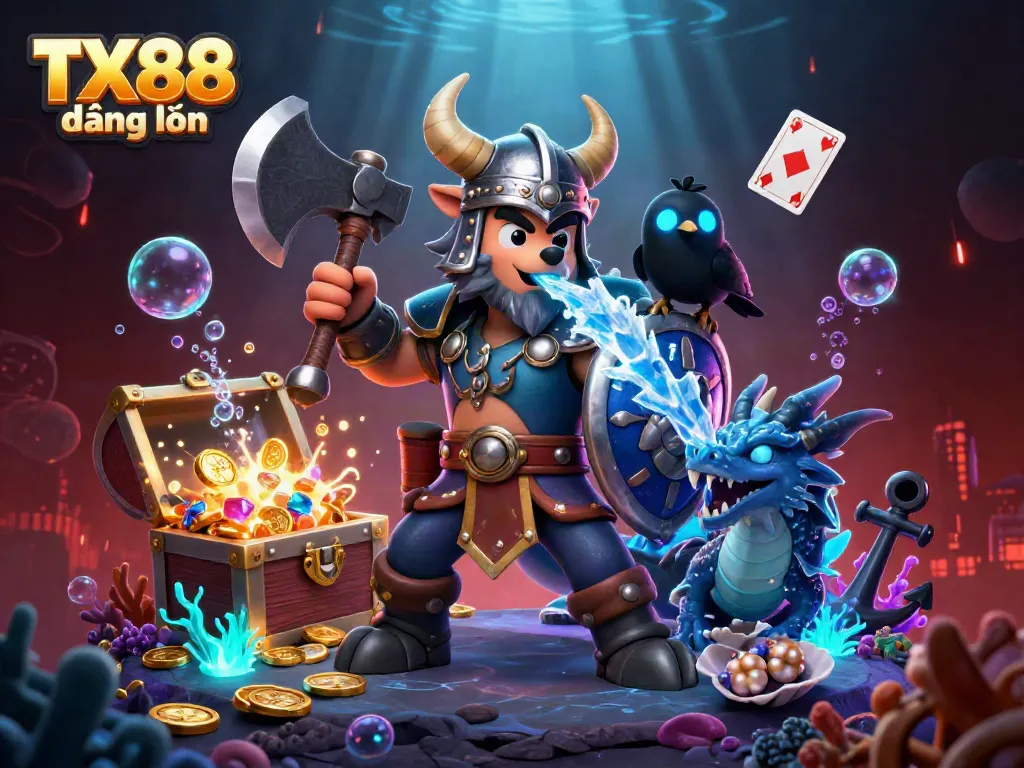 Experience the excitement of TX88 đăng nhập with engaging 3D characters and colorful casino elements.