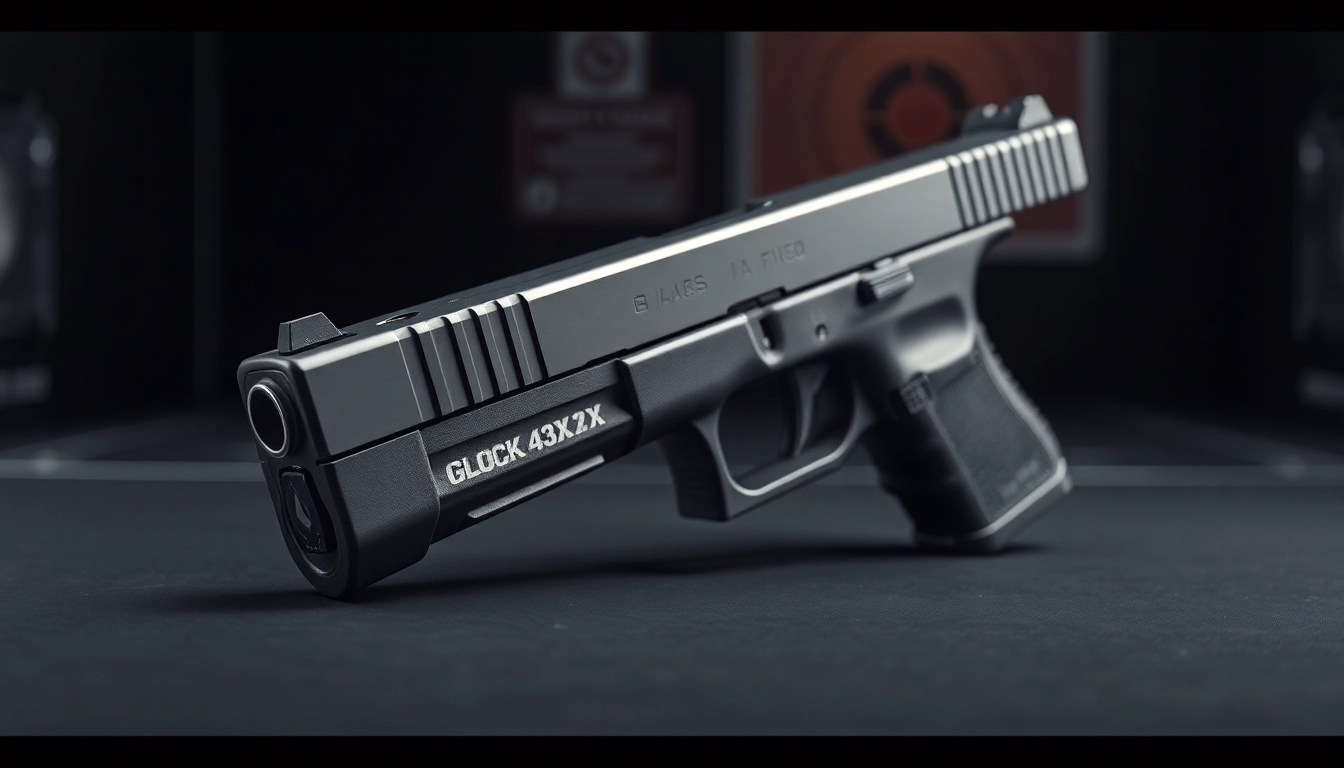 Detailed glock 43x slide showcasing precision engineering and sleek design in a professional setting.