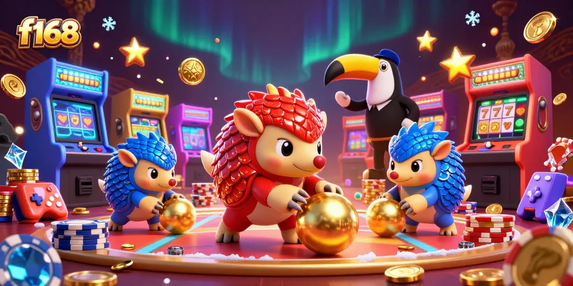 Experience the excitement of f168 with rival pangolins battling in a casino-themed showdown.