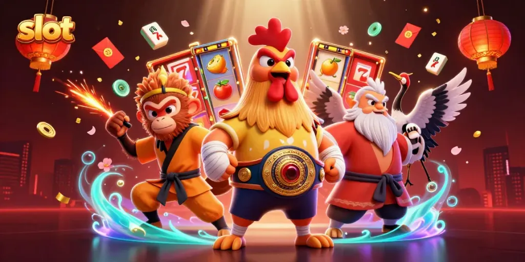 Menyaksikan slot yang mengasyikkan dengan petarung-kartun asli dalam suasana kasino yang dinamis