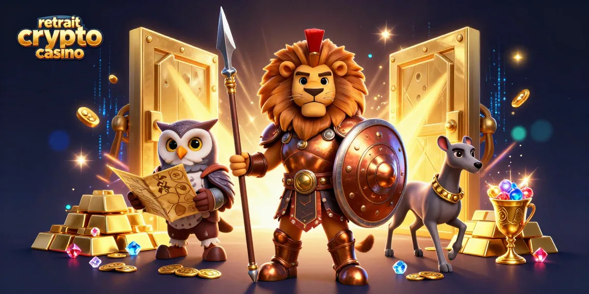 Plongez dans l'univers du retrait crypto casino avec des personnages 3D dynamiques et des trésors éclatants.