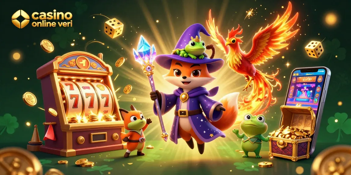Gioca a casino online soldi veri con la macchina dei jackpot e simboli fortunati in un'illustrazione 3D magica.