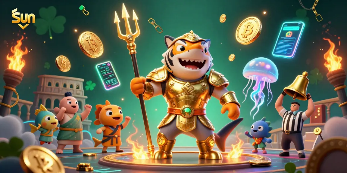 Spin the sun-themed reels in a vibrant 3D underwater casino illustration full of excitement.