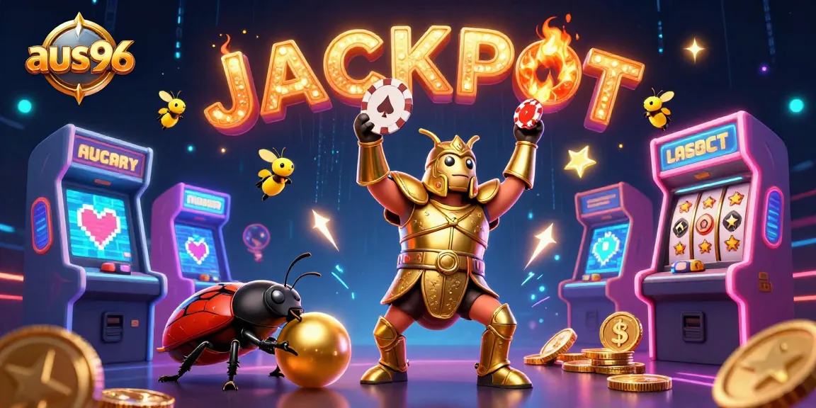 Experience the excitement at aus96 casino with a vibrant 3D illustration showcasing thrilling gaming elements.