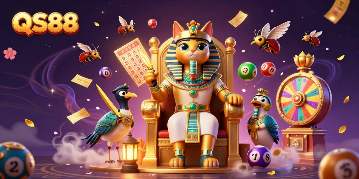 Experience the vibrant gaming world of QS88 with vibrant lottery elements and dynamic characters.