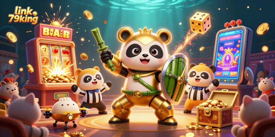 Experience the excitement of link 79king with a vibrant 3D casino battle scene filled with action.