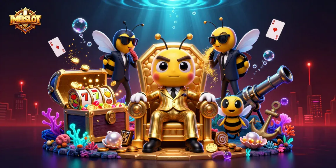 Engage with IMEISLOT: A vibrant casino scene featuring slot reels and a bumblebee mob boss.