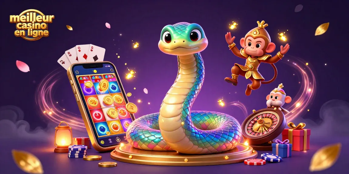 Découvrez le meilleur casino en ligne avec une illustration colorée de jeux captivants et des personnages en pleine action.