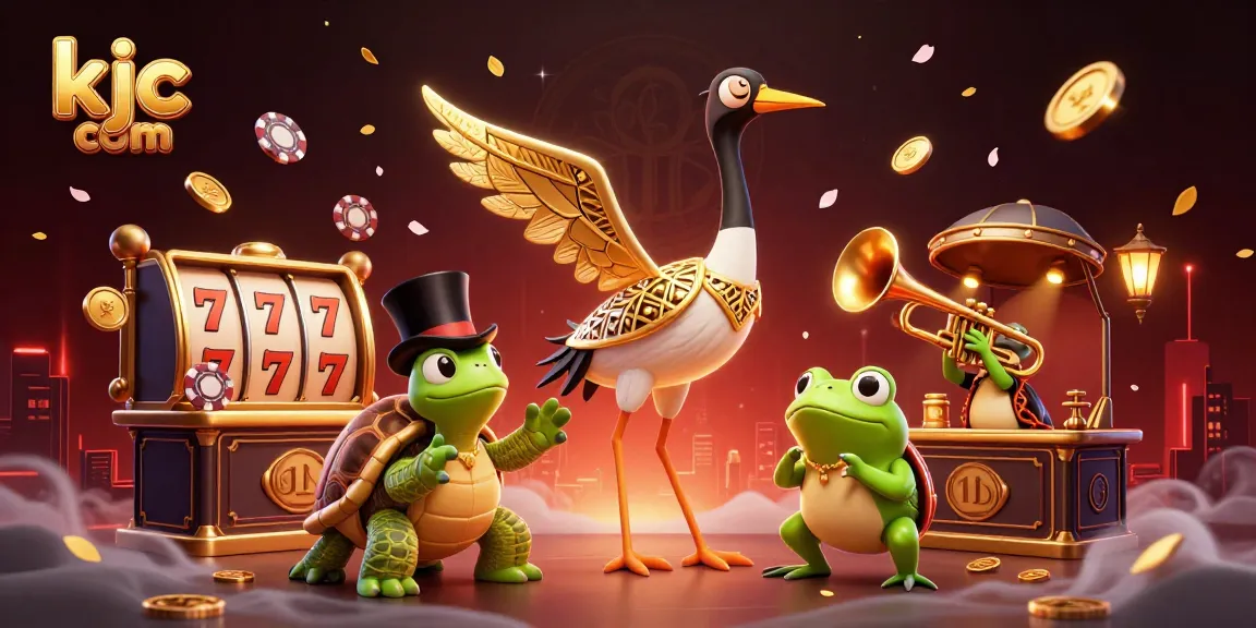 Experience the thrills at kjc com with vibrant 3D casino characters surrounded by engaging slot gaming elements.