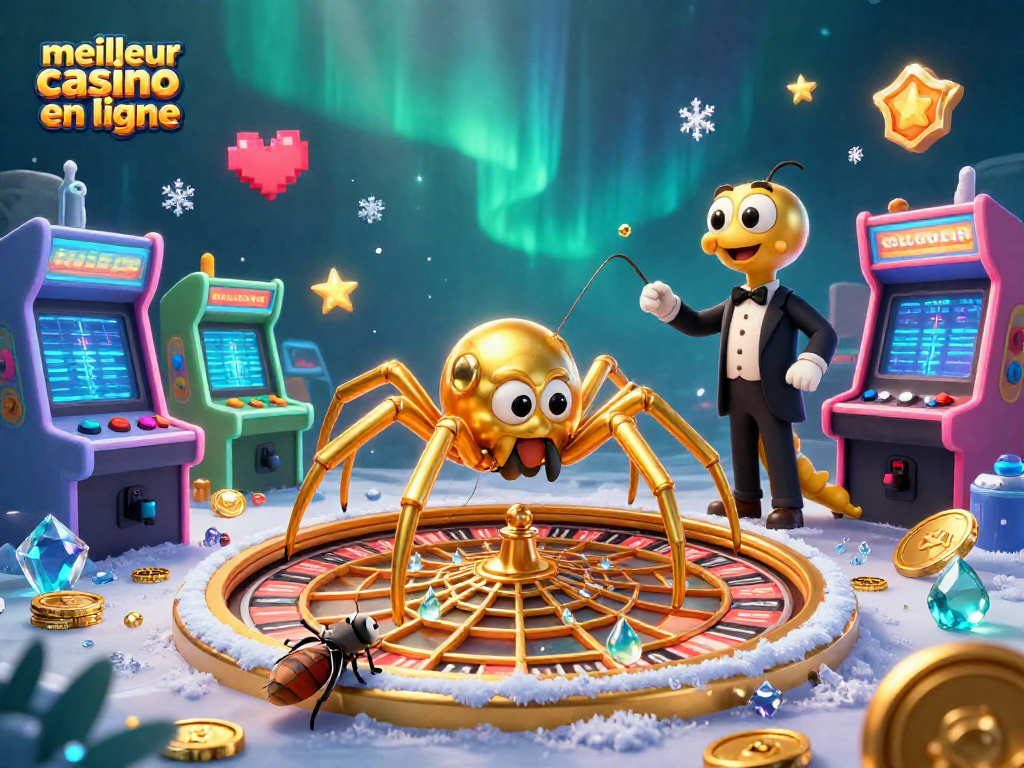 Meilleur casino en ligne avec araignée dorée créant une toile en forme de roulette accueillant un pari audacieux.