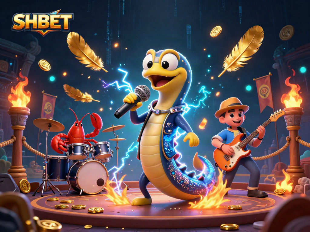 Experience thrilling SHBET gaming with an electric eel DJ and vibrant underwater casino scene.