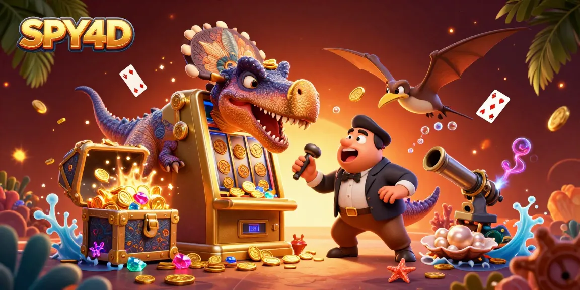 SPY4D menghidupkan keseruan mesin slot dengan karakter kartun dalam suasana kasino yang berwarna-warni.