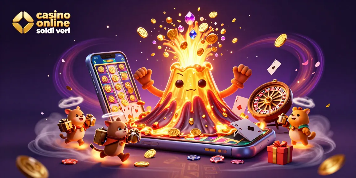 Gioca con casino online soldi veri mentre il vulcano d'oro erutta monete e tesori.