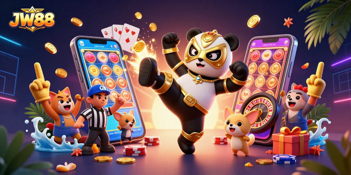 Experience excitement with JW88, where a panda wrestler kicks through thrilling gaming moments.