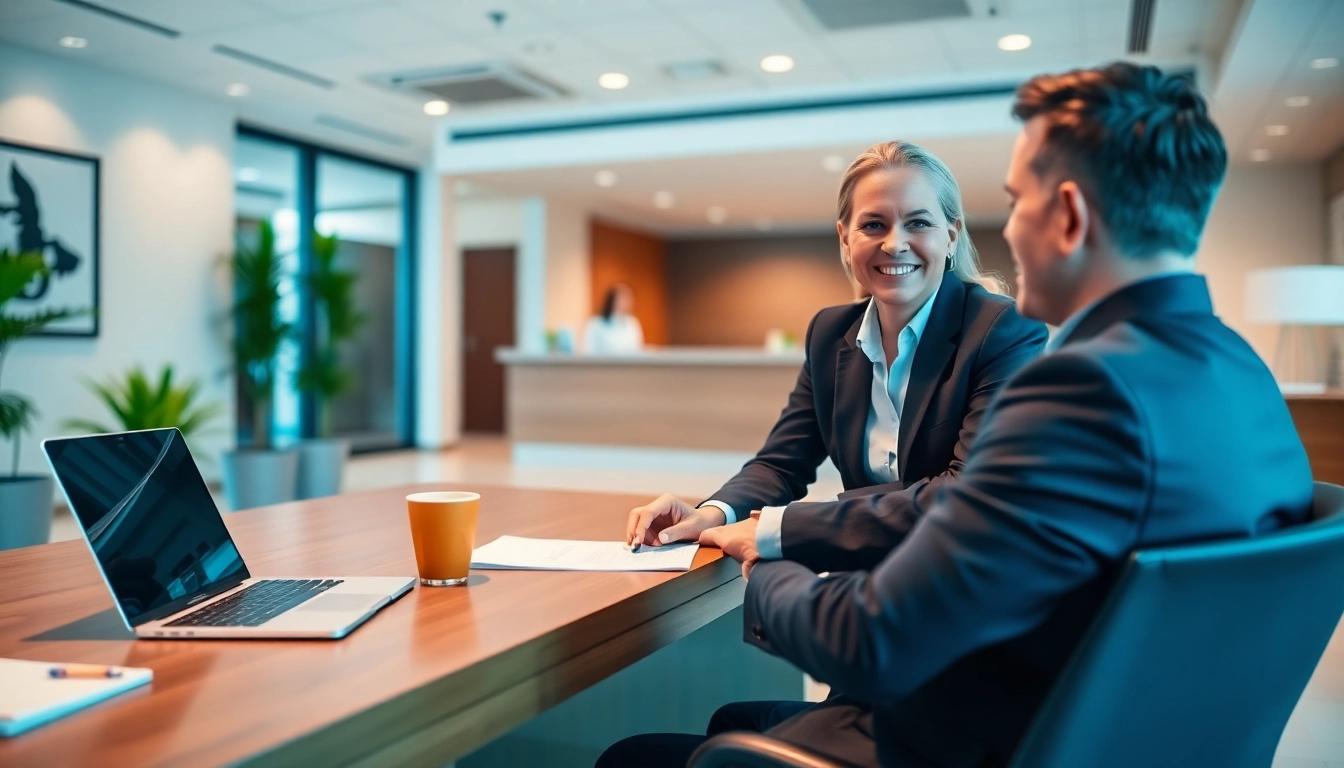 Engaging title insurance services consultation illustrating professionalism and warmth.