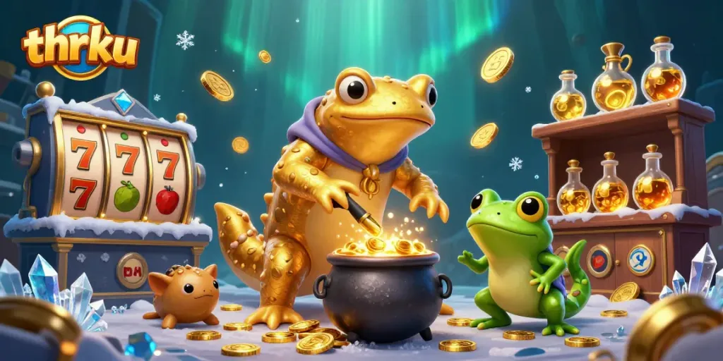 Elevate your gaming experience with thrku's jackpot slots, golden coins, and exciting animations.