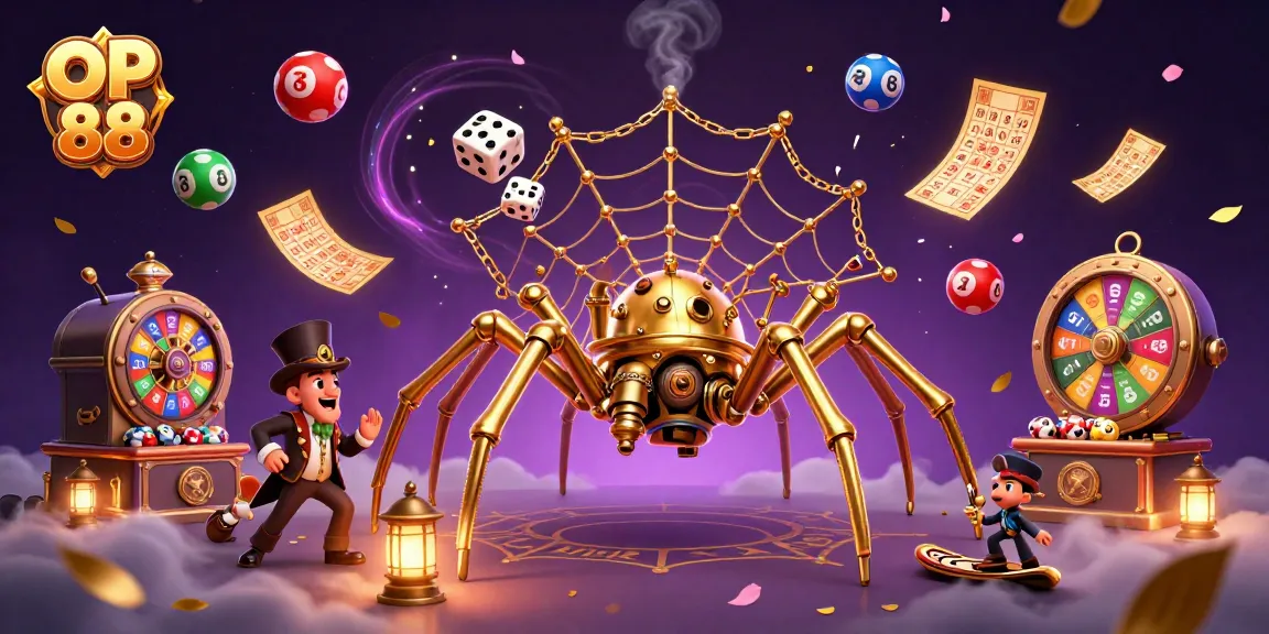 Engage with OP 88's vibrant casino scene featuring steampunk elements and dynamic lottery activities.