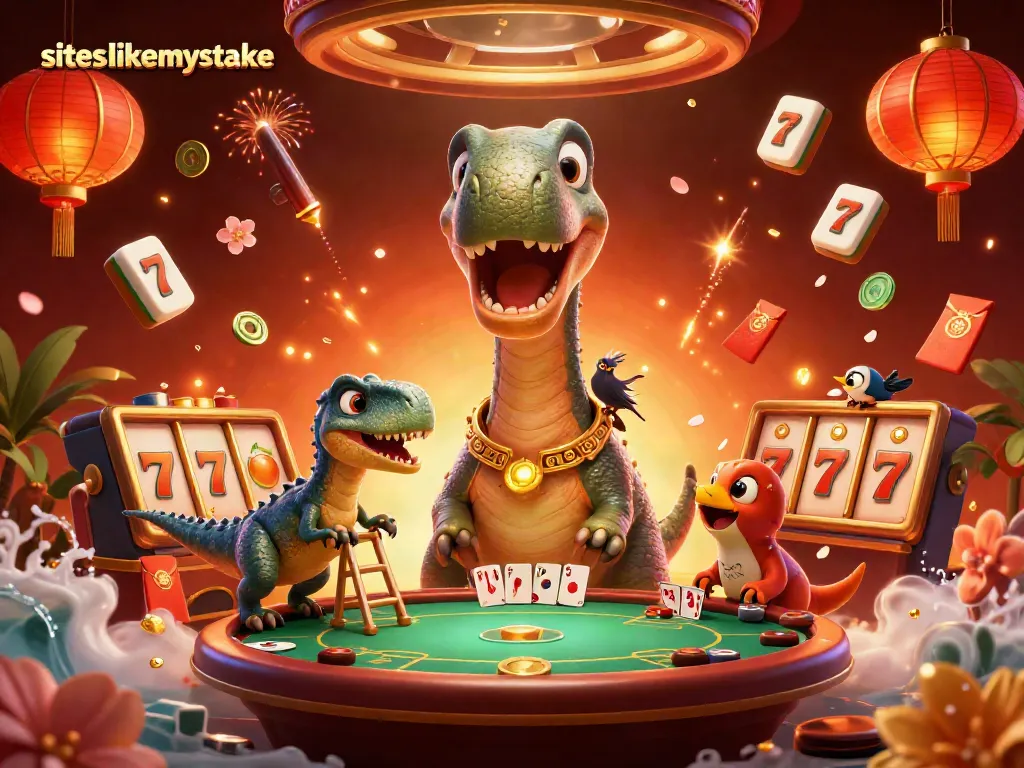 Compare alternatives to siteslikemystake through this dynamic casino-themed illustration.