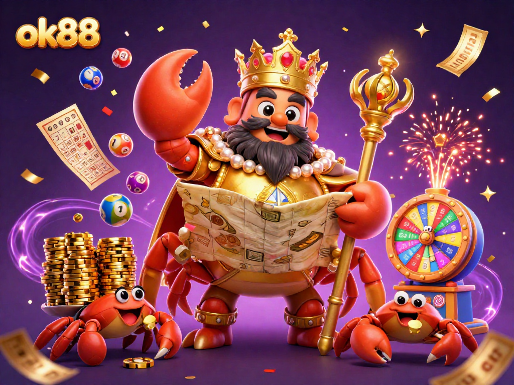 Engage with ok88's exciting lottery experience, featuring colorful balls and a vibrant prize wheel.